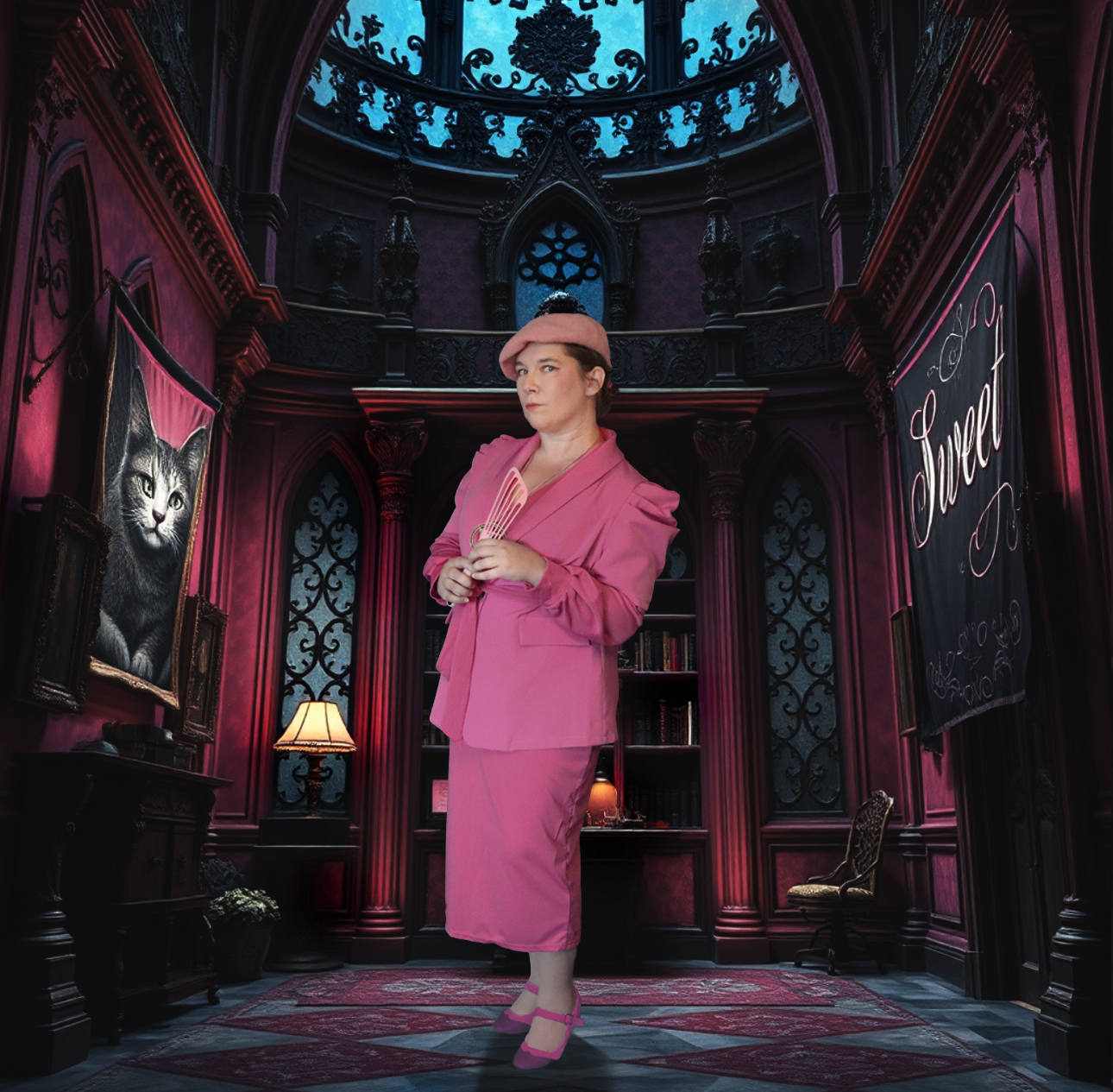 Delirious Drawbridge in pink outfit
